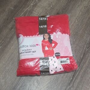 NEW! Wildfox Kids Holiday Sweatshirt Set Bright Red 14/16